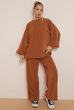 KATCH ME Camel Casual Loose Top & Wide Leg Pants Co-ord Co-ord 