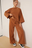 KATCH ME Camel Casual Loose Top & Wide Leg Pants Co-ord Co-ord 