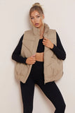 KATCH ME Camel Chic Stand Collar Zip-Up Gilet Coat 
