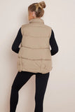 KATCH ME Camel Chic Stand Collar Zip-Up Gilet Coat 