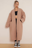 KATCH ME Camel Exposed Stitches Pocket Loose Thermal Coat Coat 