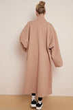 KATCH ME Camel Exposed Stitches Pocket Loose Thermal Coat Coat 