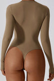 KATCH ME Camel Round Neck Long Sleeve Bodysuit Bodysuit 