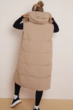 KATCH ME Camel Versatile Waist Tie Hooded Thermal Gilet Coat