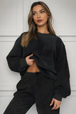 KATCH ME Charcoal Grey Corduroy Loose Long Sleeve Top & Drawstring Pants Co-ord Co-ord 