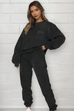 KATCH ME Charcoal Grey Corduroy Loose Long Sleeve Top & Drawstring Pants Co-ord Co-ord 