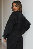 KATCH ME Charcoal Grey Corduroy Loose Long Sleeve Top & Drawstring Pants Co-ord Co-ord 