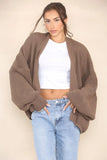 KATCH ME Chocolate Versatile Knit Drop Shoulder Sweater Cardigan Coat 
