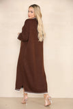 KATCH ME Coffee Commuter Versatile Color Matching Edge Long Sleeve Loose Dress Dress