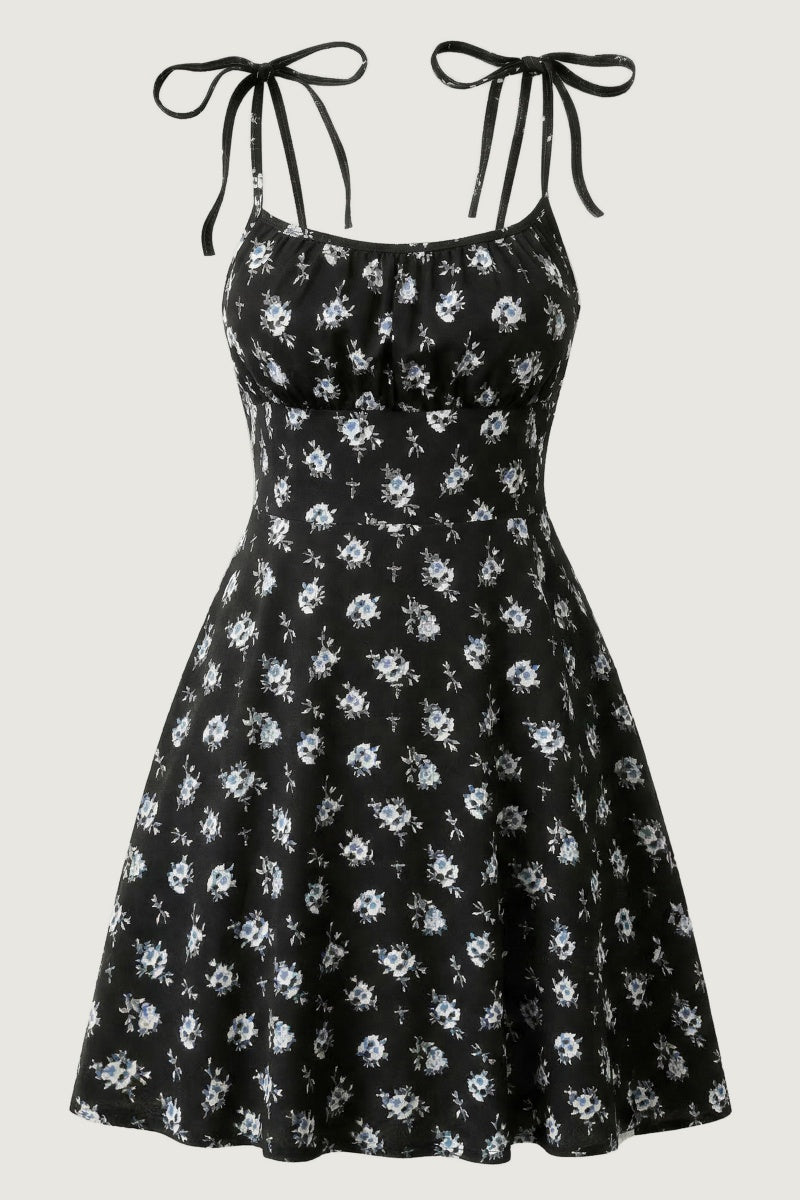 Katchme Comfort Slinky Floral Print Adjustable Strap Mini Dress - KATCH ME UK-Dress