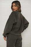 KATCH ME Concrete Grey Corduroy Loose Long Sleeve Top & Drawstring Pants Co-ord Co-ord 