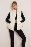 KATCH ME Cream Chic Stand Collar Zip-Up Gilet Coat 