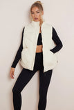KATCH ME Cream Chic Stand Collar Zip-Up Gilet Coat 