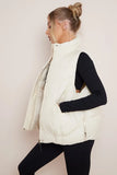 KATCH ME Cream Chic Stand Collar Zip-Up Gilet Coat 