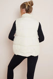 KATCH ME Cream Chic Stand Collar Zip-Up Gilet Coat 
