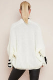 KATCH ME Cream Stylish LOVE Print Knit Balloon Sleeve Open-Front Sweater Cardigan Coat