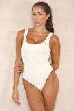 KATCH ME Cream Thick Straps Ribbed Shaping Bodysuit Bodysuit 