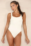 KATCH ME Cream Thick Straps Ribbed Shaping Bodysuit Bodysuit 