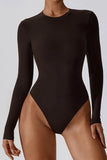 KATCH ME Dark Brown Round Neck Long Sleeve Bodysuit Bodysuit 