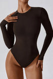 KATCH ME Dark Brown Round Neck Long Sleeve Bodysuit Bodysuit 