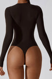 KATCH ME Dark Brown Round Neck Long Sleeve Bodysuit Bodysuit 