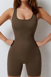KATCH ME Dark Brown Seamless Stretch Hollow Back Playsuit Playsuit 