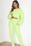 KATCH ME Fluorescent Green Round Neck Ribbed Sweatshirt & Elasticated Pants Co-ord Co-ord 35.99