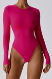 KATCH ME Fuschia Round Neck Long Sleeve Bodysuit Bodysuit 