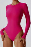 KATCH ME Fuschia Round Neck Long Sleeve Bodysuit Bodysuit 