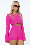 KATCH ME Fushcia Knitted Crop Top & Crochet Shorts Co-ord Co-ord 30.99