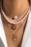 KATCH ME Gold Faux Pearl Irregular Pendent Stacking Necklace Accessories 