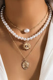 KATCH ME Gold Faux Pearl Irregular Pendent Stacking Necklace Accessories 