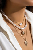 KATCH ME Gold Faux Pearl Irregular Pendent Stacking Necklace Accessories 