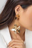 Gold Flower Decor Drop Earrings