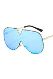 Gold Frame Blue Lens Sports UV400 Protection Sun Glasses