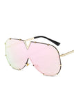 Gold Frame Pink Lens Sports UV400 Protection Sun Glasses