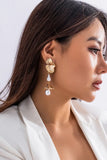 KATCH ME Gold Leave Shape Faux Pearl Earrings Accessories 