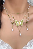 KATCH ME Gold Luxury Pearl Butterfly Pendent Necklace Accessories 