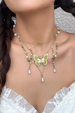 KATCH ME Gold Luxury Pearl Butterfly Pendent Necklace Accessories 