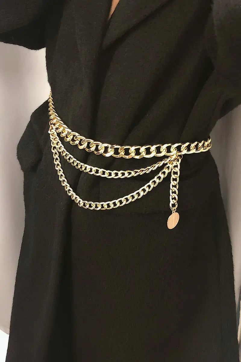 KATCH ME Gold Multi Chain Pendant Belt Accessories 