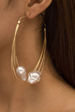 KATCH ME Gold Multi-Layered Faux Pearl Pattern Earrings Accessories 