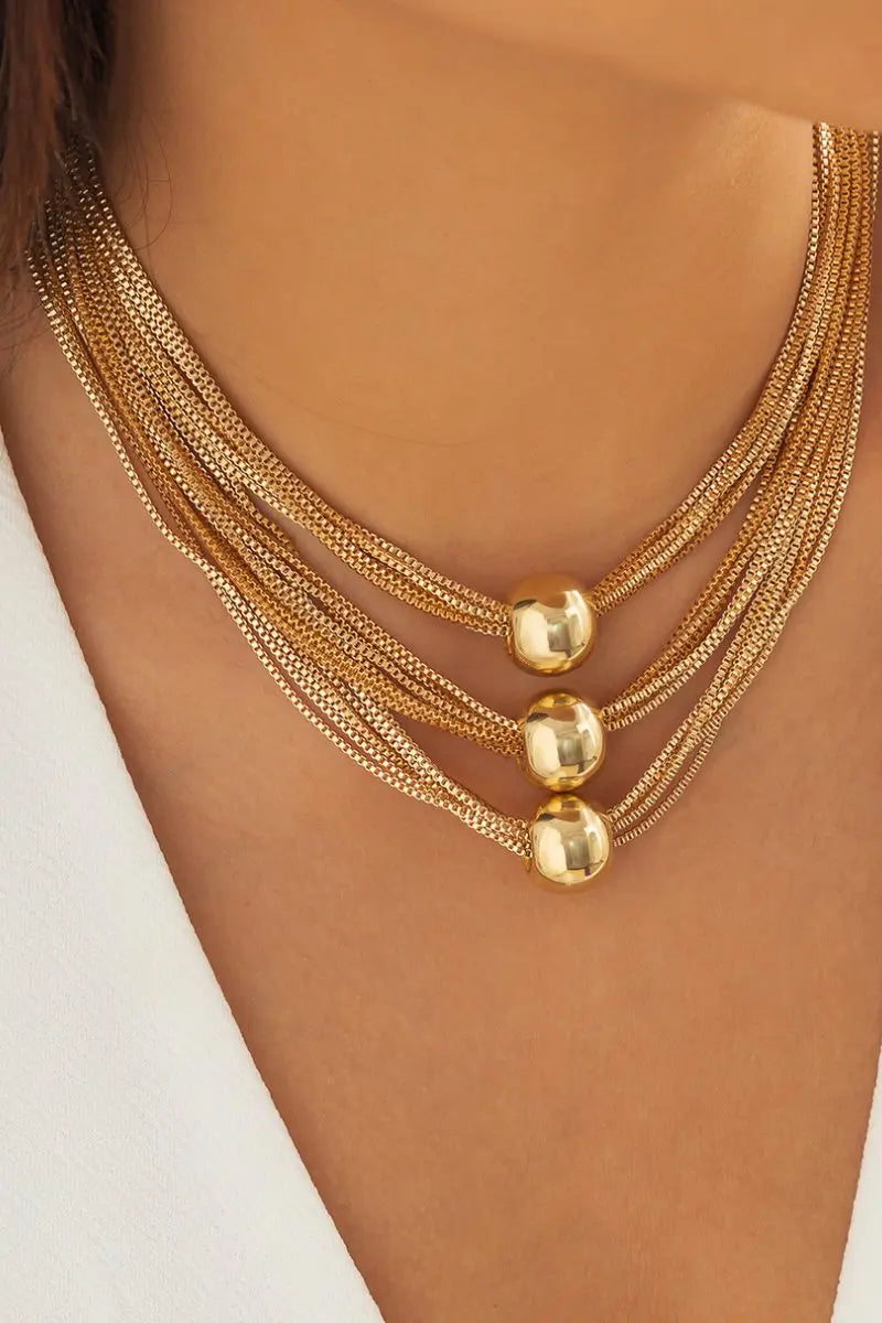 KATCH ME Gold Multilayer Beads Necklace Accessories 