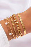KATCH ME Gold Multilayer Faux Pearl & Beads Bracelet Accessories 