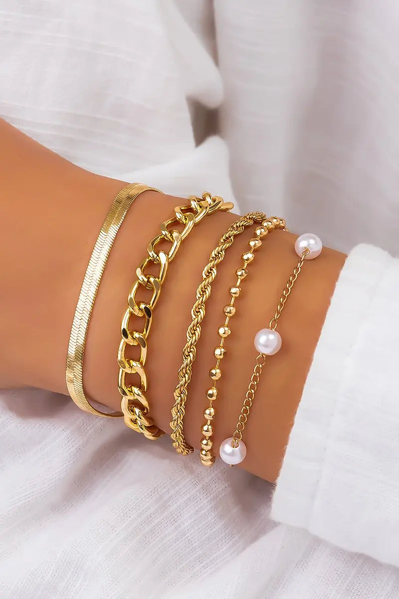 KATCH ME Gold Multilayer Faux Pearl & Beads Bracelet Accessories 6.99