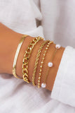 Gold Multilayer Faux Pearl & Beads Bracelet