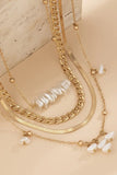 KATCH ME Gold Multilayer Faux Pearl & Beads Necklace Accessories 