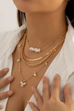 KATCH ME Gold Multilayer Faux Pearl & Beads Necklace Accessories 