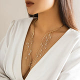 KATCH ME Gold Rhinestone Tassels Open Necklace Accessories 9.99