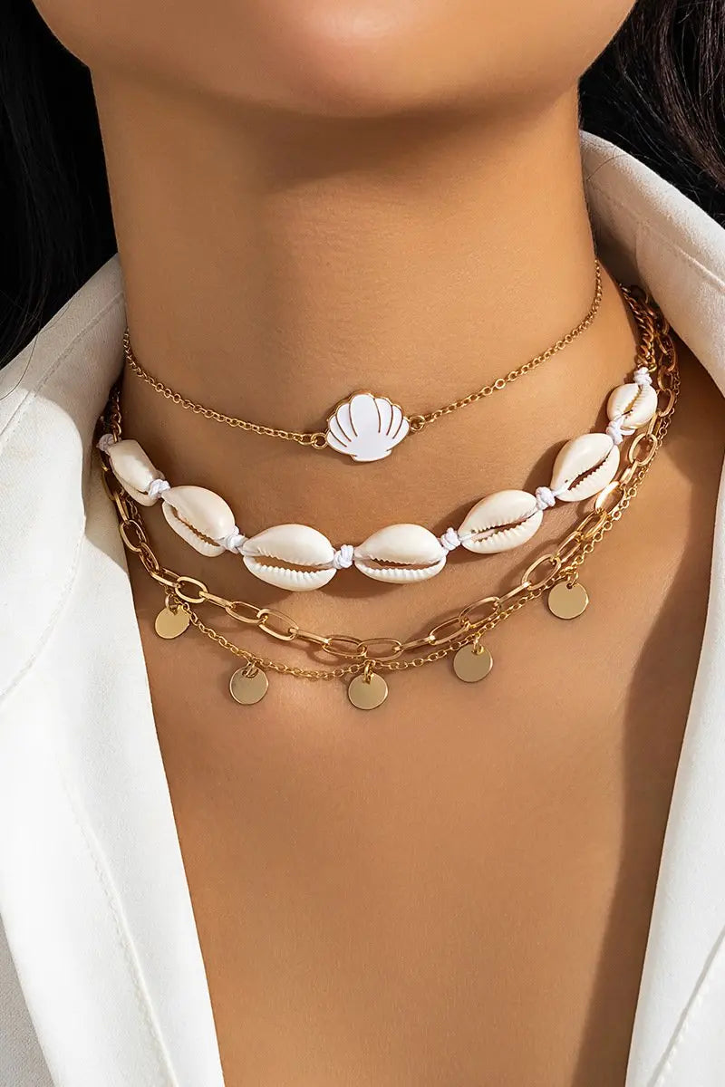KATCH ME Gold Shells Pendent Stacking Necklace Accessories 