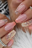 KATCH ME Gradient Orange Coffin Glitter Powder Press On Nail 24PCS Set Accessories 5.99